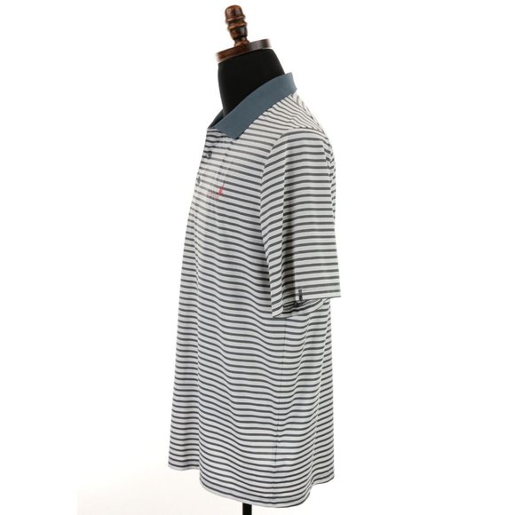 KJUS Luis Stripe Polo Shirt Men's XL 54 Gray Stripe Wicking Stretch Golf Comfort - Picture 3 of 8